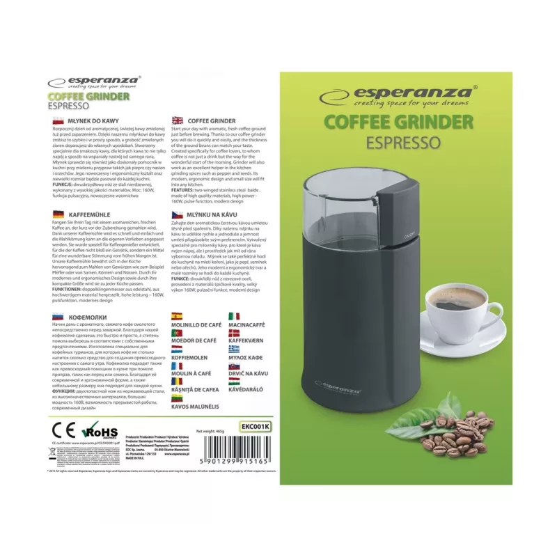 Esperanza EKC001K Kaffeemühle Schwarz 160 W