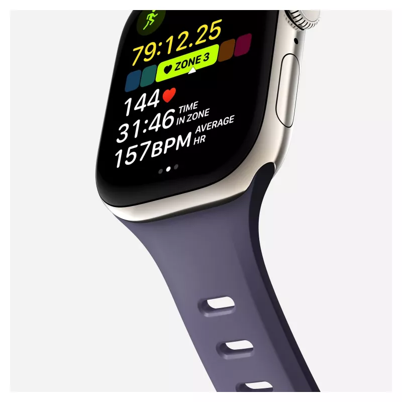 Band Nomad Tempo Band Lila Gummi, kompatibel mit Smartwatch, 18 mm Breite, Handgelenk 135–175 mm