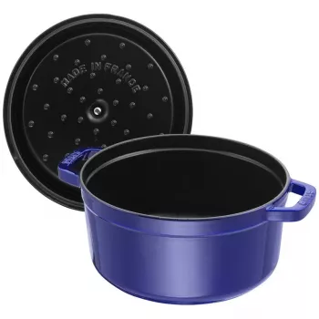 Gusseisen-Kokotte Staub 26 cm rund, dunkelblau