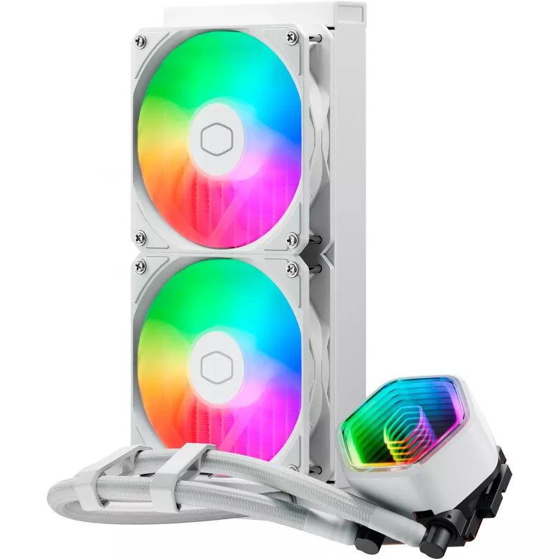 Flüssig-CPU-Kühler Cooler Master MasterLiquid 240 Core II Weiß — 240 mm, 2x 120 mm Lüfter (650–1750 RPM), Gleitlager