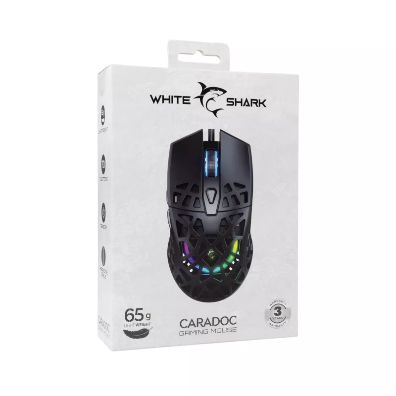 Maus White Shark GM-5018 Caradoc RGB 7200 dpi Schwarz