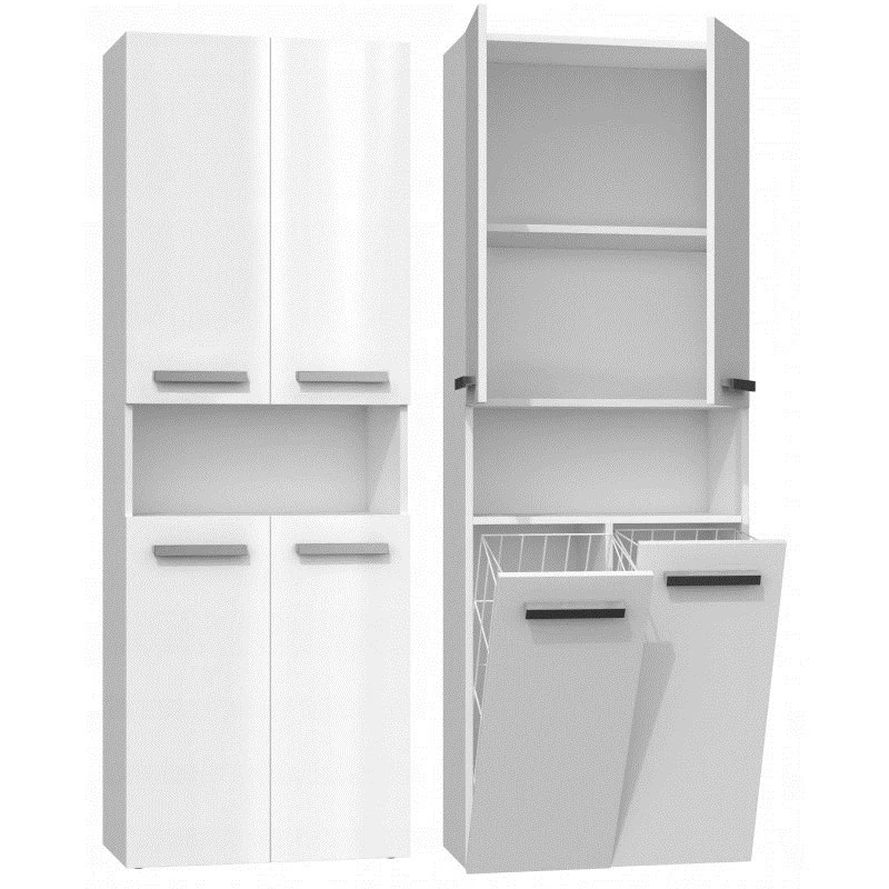 Badezimmer-Aufbewahrungsschrank top e shop NEL 2K DK BPOŁ — freistehend, 3 Regalböden, 600×300×1740 mm, weiß