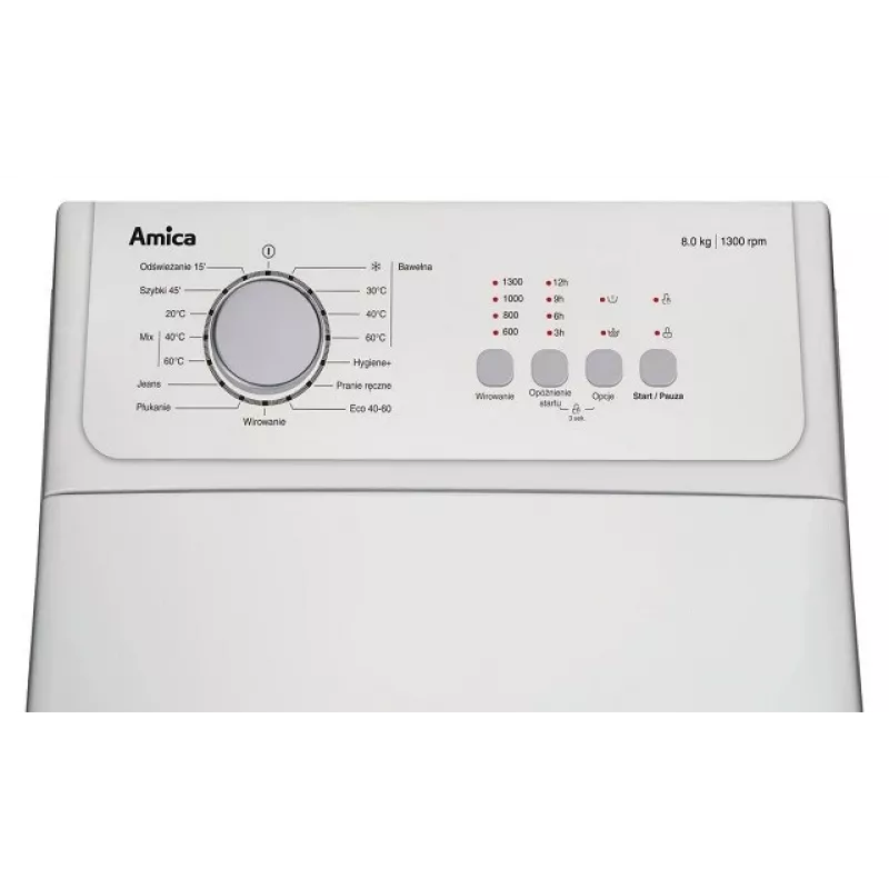 Toplader-Waschmaschine Amica AGA3T813ANi, 8 kg, 1300 U/min, Weiß