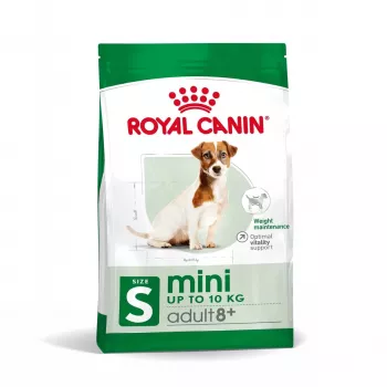 Trockenfutter für Hunde Royal Canin Mini Adult 8+ Senior Geflügel & Reis Gemüse, 8 kg, für kleine Rassen (5–10 kg)