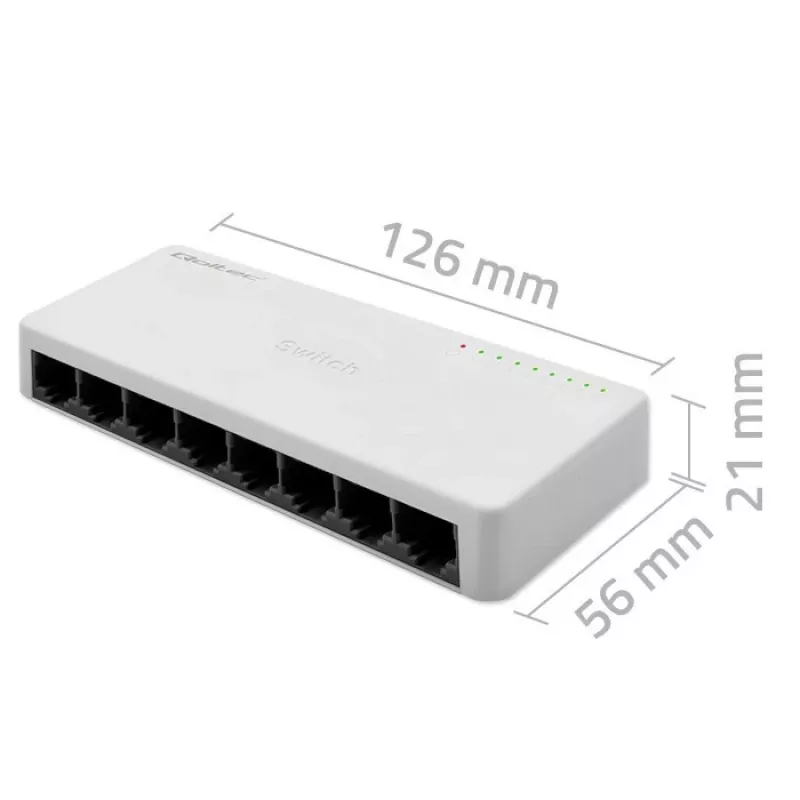 Netzwerk-Switch QOLTEC 52246 — 8 x RJ45-Ports, 100 Mbps