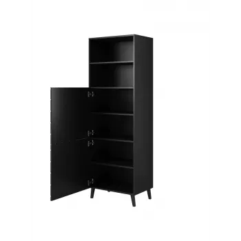 Aufbewahrungsschrank cama meble ABETO 60×40×176,5 cm Hochglanz schwarz, stehend an der Wand