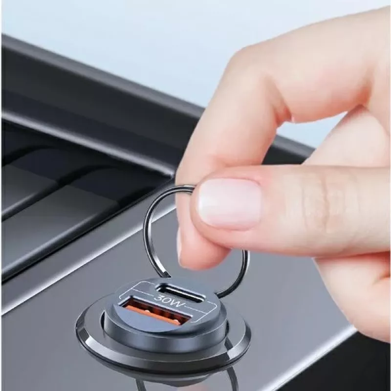 Auto-Ladegerät usams C38 30W — 1x USB-A + 1x USB-C Schnellladung
