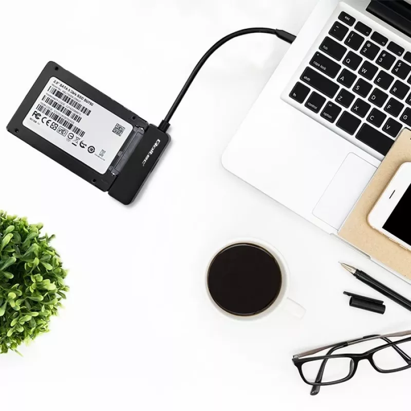 QOLTEC SATA-Adapter 52269 für 2,5-Zoll-Laufwerk auf USB-C, unterstützt bis zu 2 TB