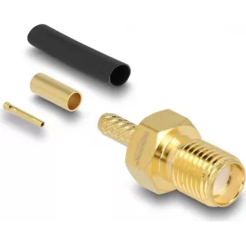 SMA-Buchse zum Crimpen DELOCK 91783 für Koaxialkabel RG‑174/RG‑316 mit Schrumpfschlauch