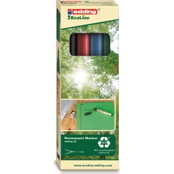 EDDING EcoLine 25 - Schwarz - Blau - Grün - Rot - Rundspitze - Mehrfarbig - Kunststoff - 1 mm - Mehrfachpack