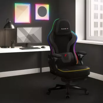 Gaming-Stuhl huzaro HZ-FORCE 4.6 RGB Schwarz Mesh — ergonomisch, höhenverstellbar, RGB-Beleuchtung, Stoffsitz, max. 130 kg