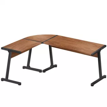 Holz-Eckschreibtisch mark adler Leader 5.5 WN – Spanplatte, Stahlrahmen, 1470×1120×740 mm