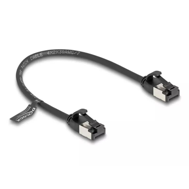 Netzwerkkabel DeLOCK RJ45 Kabel Stecker auf Stecker Cat.8.1 0,25 m Schwarz