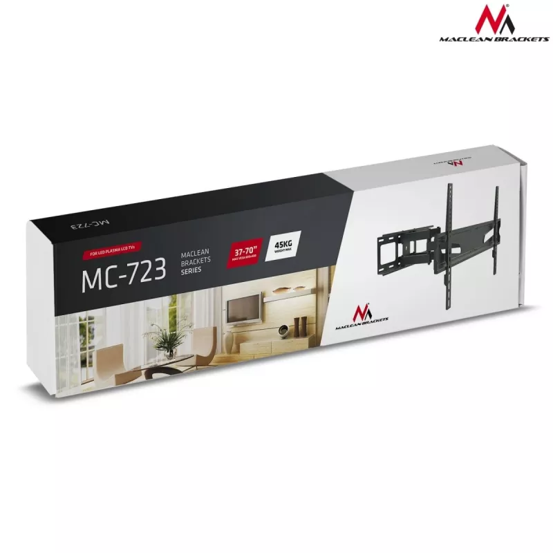 Maclean MC-723 B - Wandhalterung für Bildschirm 37-70, 600x400 VESA, für max. 40 kg, schwarz