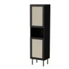 Aufbewahrungsschrank cama meble JUTA 50×39,5×190 cm, bodenstehend an der Wand, schwarz mit Linol-Calabria-Finish