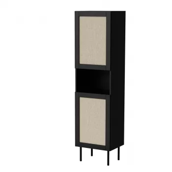 Aufbewahrungsschrank cama meble JUTA 50×39,5×190 cm, bodenstehend an der Wand, schwarz mit Linol-Calabria-Finish