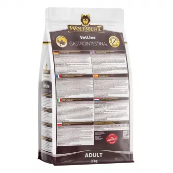 Trockenfutter für Hunde Wolfsblut VetLine Gastrointestinal Ente 2 kg — Veterinärdiät zur Unterstützung der Verdauung, 20 % Protein, 10 % Fett