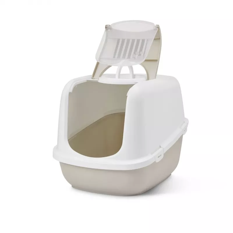 Überdachte Katzentoilette Savic Nestor Jumbo, Kunststoff, 66,5×48,5×46,5 cm, Kaffee/Weiß