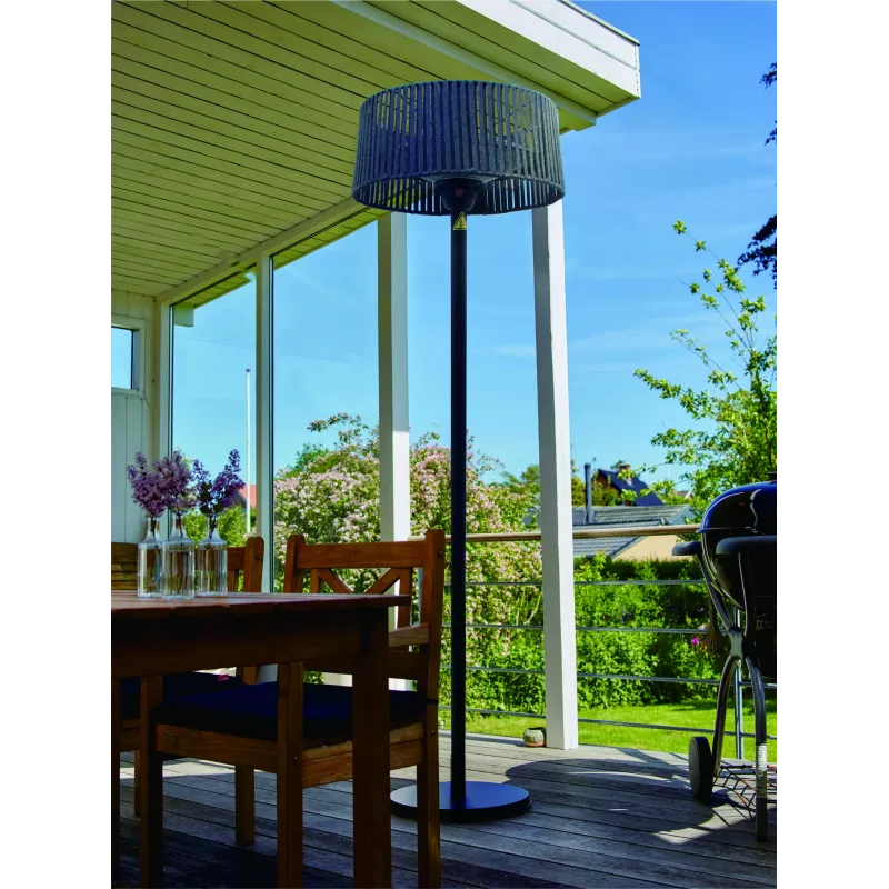 TunaBone Elektrischer Stand-Terrassenheizer, Doppelte klare Halogen-Heizlampen | TB1821SH-01 | Terrassenheizer | 2100 W | Schwarz