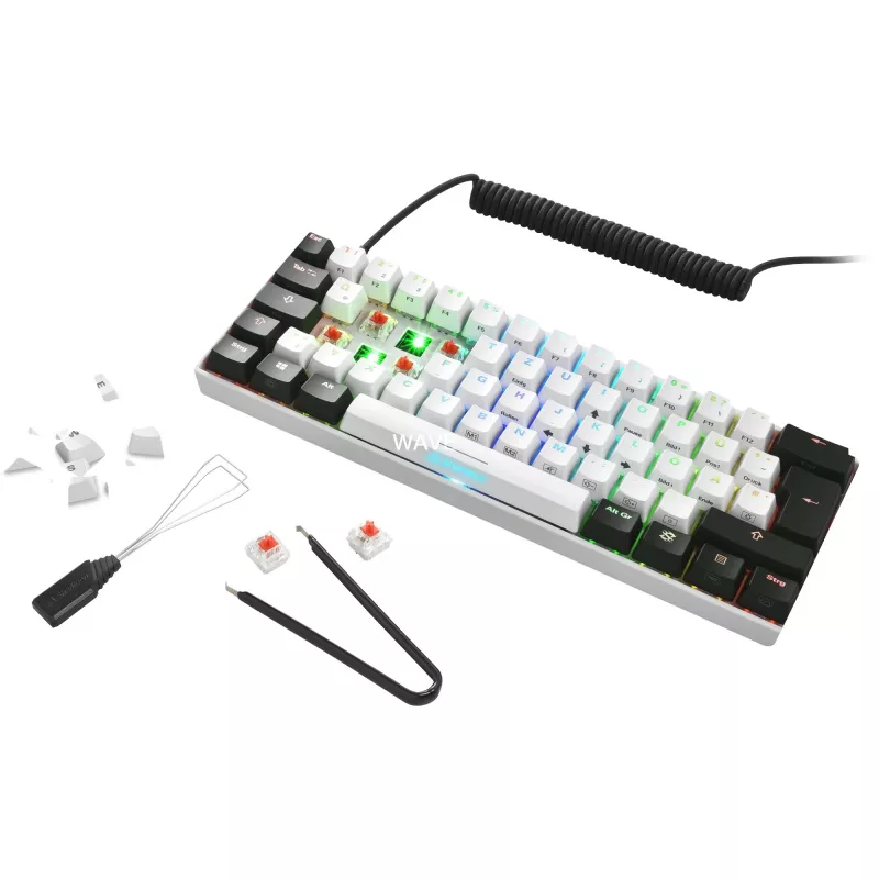 SKILLER SGK50 S4, Gaming-Tastatur Weiß/Schwarz, PT-Layout, Kailh Red
