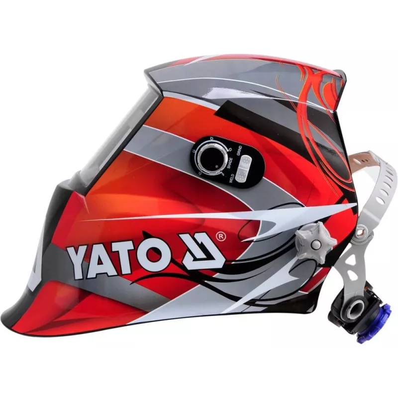 Schweißhelm YATO YT-73921 mit automatisch verdunkelndem Filter, Schutzstufe 9–13, PC-Gehäuse, Sichtfeld 4,3×9,8 cm, Batterie 3V
