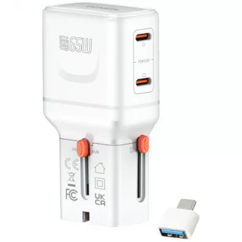 Travel Charger World 65W USB-C + USB-A weiß