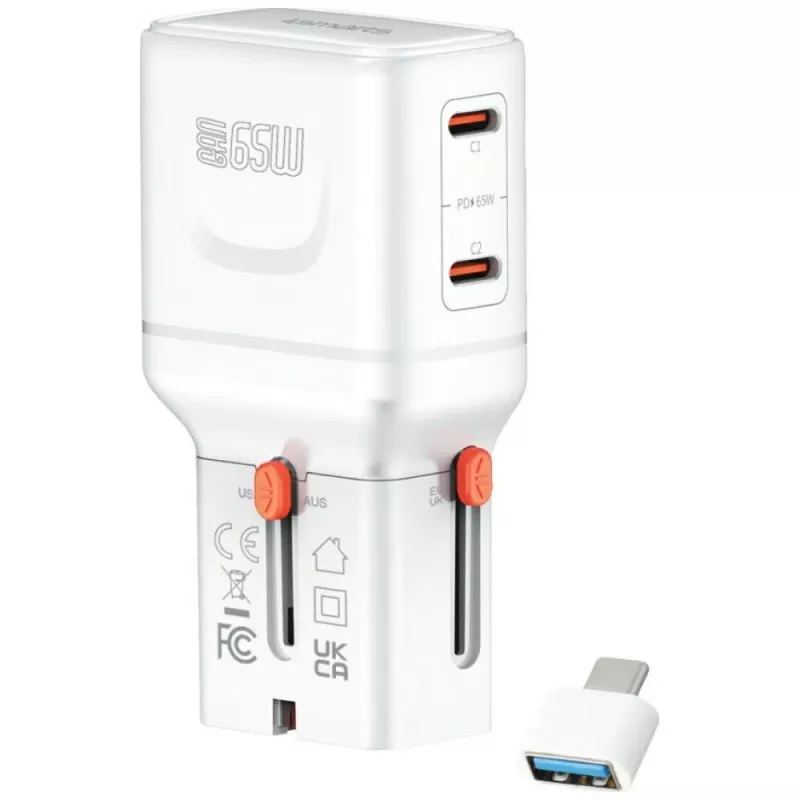 Travel Charger World 65W USB-C + USB-A weiß