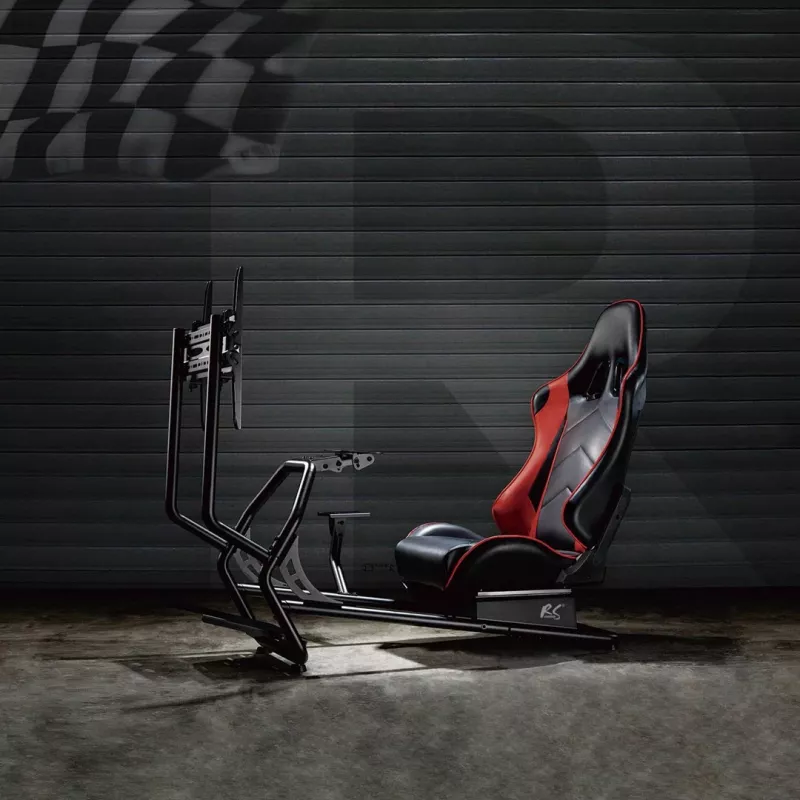 NanoRS RS160 Gaming-Stuhl, Rennsimulator-Ständer 3-in-1, für PC, Konsolen, Spieler, Kunstlederbezug, Lenkradständer, TV-Halterung bis 50 inch, max. VESA 400x400