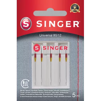 SINGER Nähmaschinennadeln-Packung Universal 80/12 für gewebte Stoffe, 5 Stück