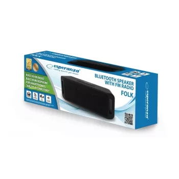 Stereo-Tragbarer Lautsprecher ESPERANZA FOLK Schwarz — 6 W RMS, Bluetooth, MicroSD, LiPo-Akku