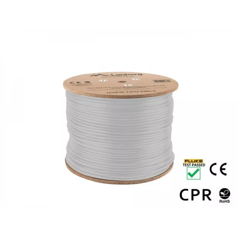 Netzwerkkabel LANBERG LCUF6L-11CU-0305-S U/FTP Cat6a auf Trommel, 305 m, 23 AWG, 500 MHz, grau