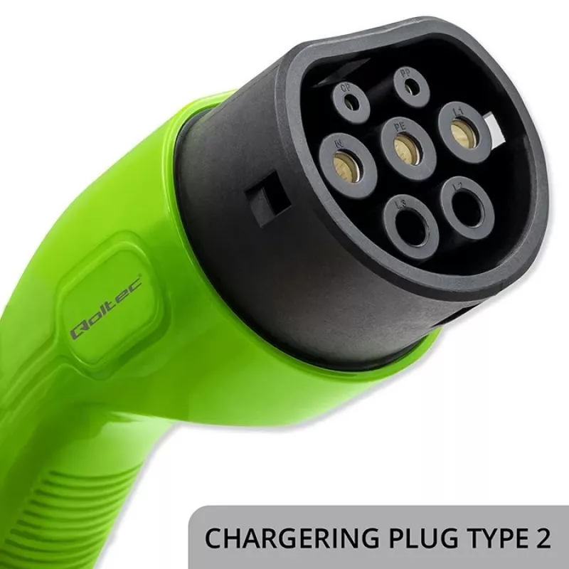 Mobiles Ladegerät für Elektrofahrzeuge QOLTEC 52468 Typ 2, 3,5 kW, 16 A, 5 m Kabel, IP65