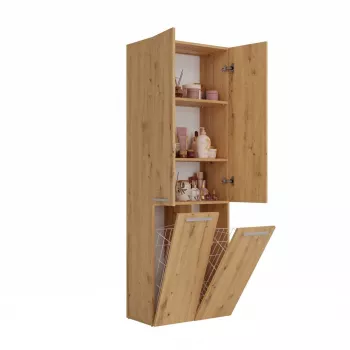 Badezimmer-Aufbewahrungsschrank top e shop NEL 2K DD ART KPL — Eichenrahmen, freistehend, 600×300×1740 mm, 3 Regale