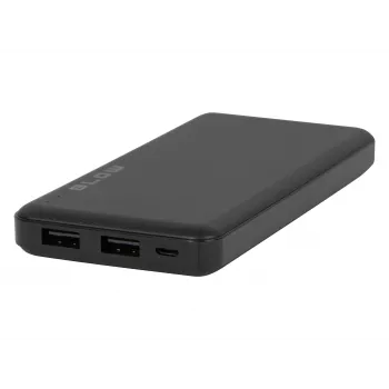 Tragbare Powerbank BLOW PB10A 10000mAh Polymer-Akku, 2x USB-A-Ausgänge, 22,5W Gesamtleistung, Micro-USB-Eingang, schwarz