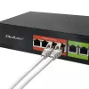 Ethernet PoE Switch QOLTEC 52289 — 4x RJ45 PoE-Ports, 2x RJ45 Uplink, 65W PoE-Budget