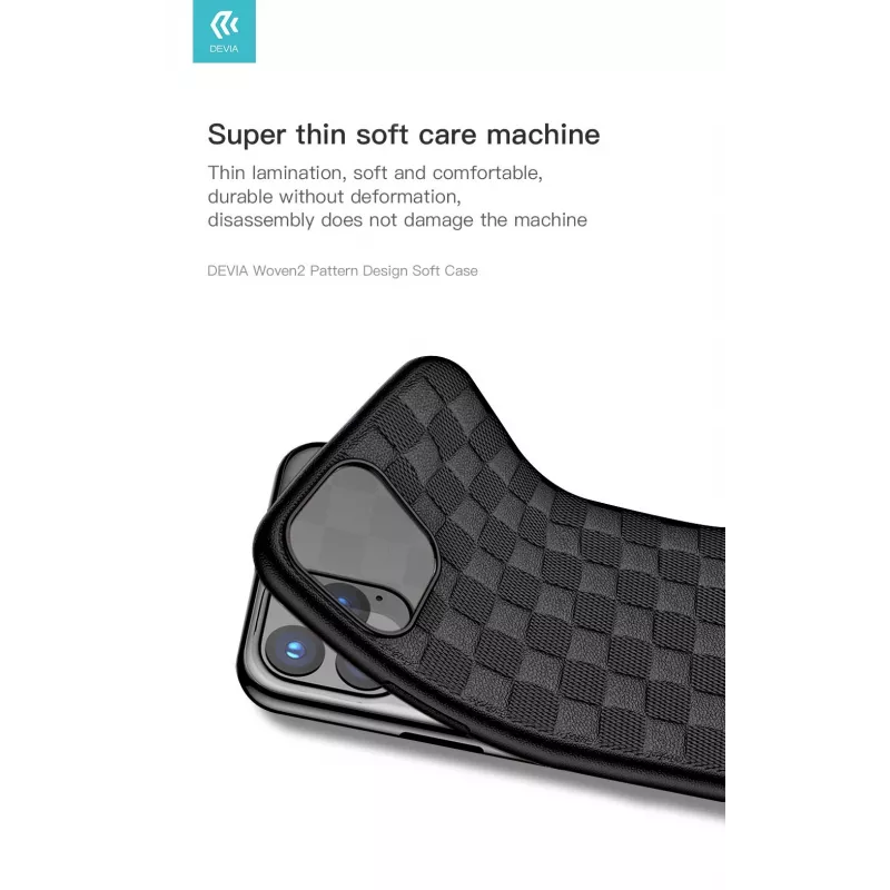 Schutzhülle Devia Woven2 für iPhone 11 Pro Max, gewebte Textur, schwarz