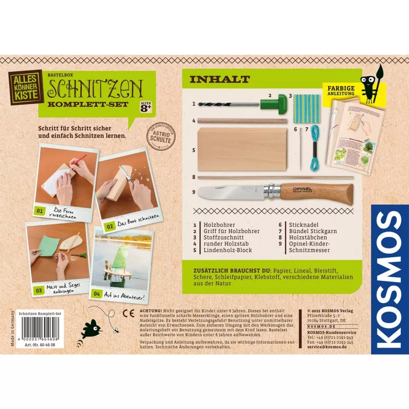 Kosmos Schnitzen Komplett-Set, Experimentierkasten, 8 Jahr(e), Mehrfarbig