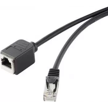 Ethernet-Verlängerungskabel Renkforce 1464707 RJ45 Cat 5e 1 m Schwarz
