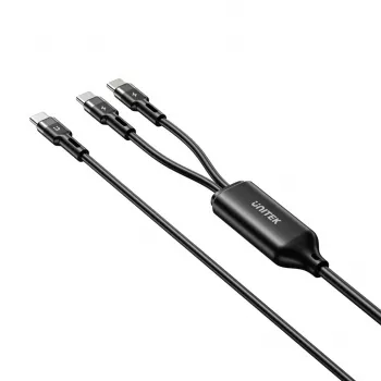 USB-C 2-in-1-Kabel Unitek C14146ABK01 1,8 m, USB-C auf USB-C, 100 W PD, schwarz
