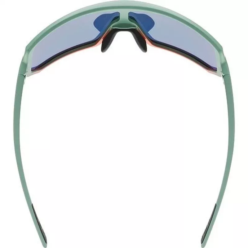 Multisportbrille UVEX sportstyle 235 — Unisex, halbrandlose Fassung, grün/rot