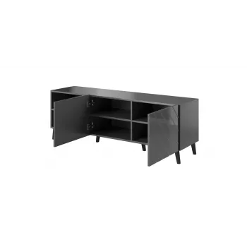 RTV-Schrank ABETO 150x42x52 Graphit/glänzend