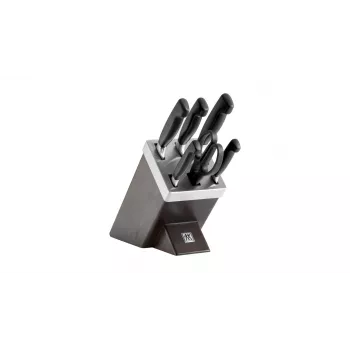 Messer-/Schneidblock-Set ZWILLING 35145-000-0 — 7-teilig, Edelstahlklingen, Kunststoffgriffe, inklusive Brot-, Schäl-, Koch-, Aufschnittmesser, Scherenfach