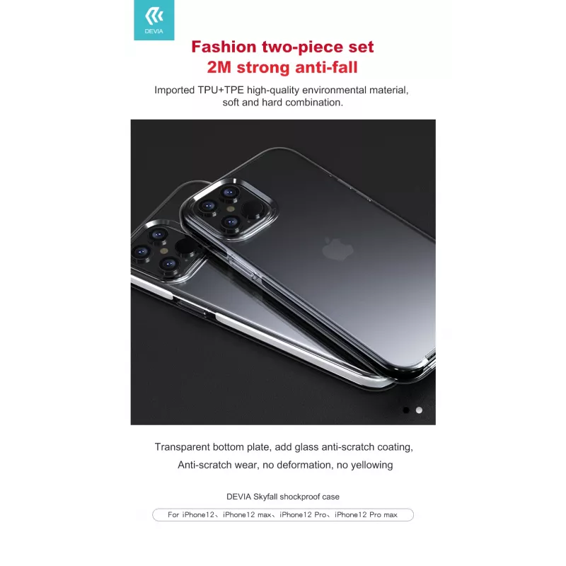Stoßfeste Schutzhülle Devia Skyfall für iPhone 12 Pro Max, weiß