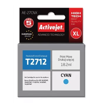 Activejet AE-27CNX Tinte (Ersatz für Epson 27XL T2712; Supreme; 18 ml; Cyan)
