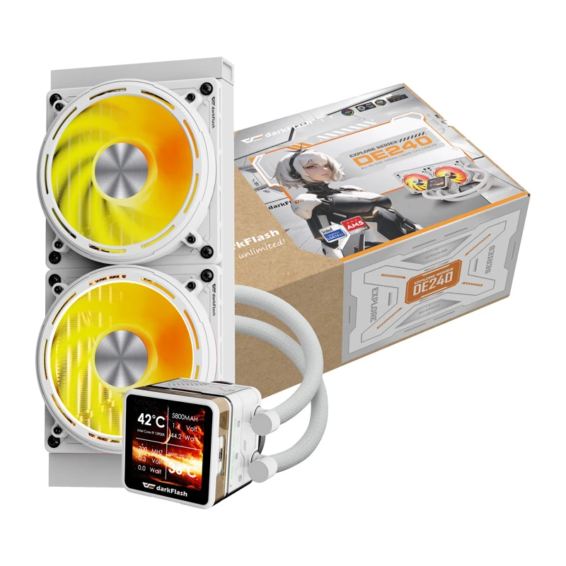 CPU-Wasserkühlung Darkflash DE240 (weiß) – 240-mm-Radiator, geschlossener AIO-Kreislauf