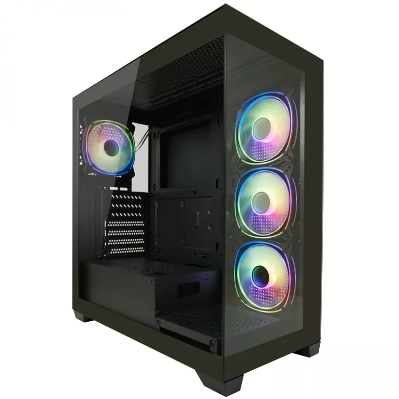 LC-Power Gehäuse MidiTower 715B schwarz USB3.2/Audio o.Netzteil SEAMLESS_X (LC-715B-ON)