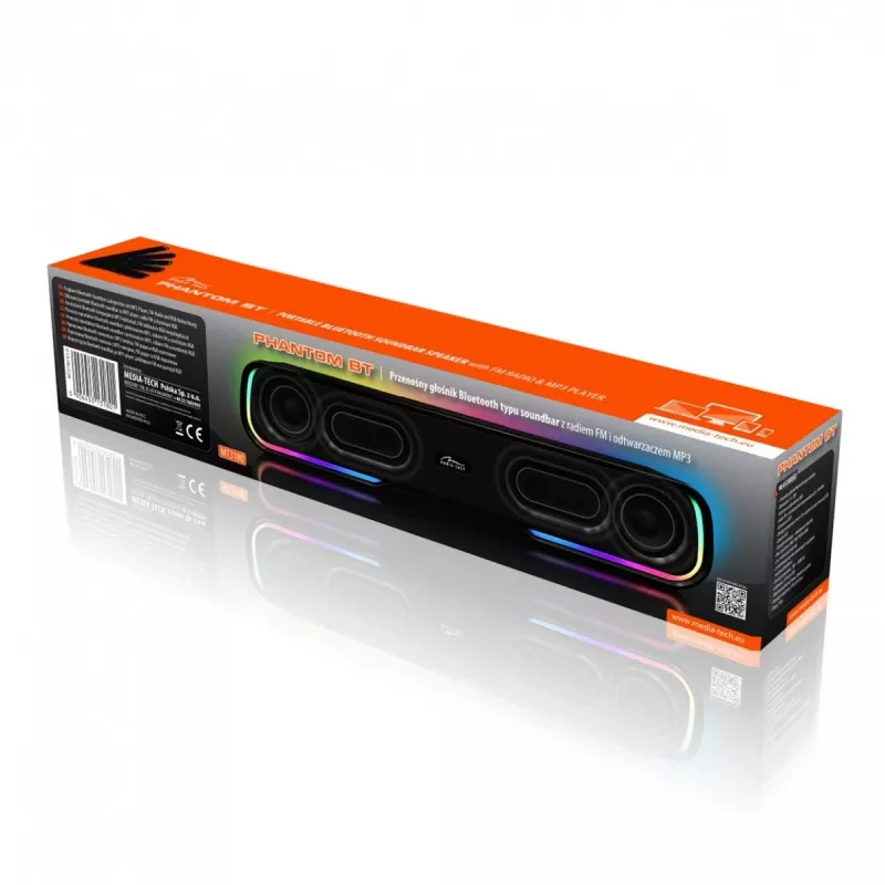 Lautsprecher MEDIA‑TECH Phantom MT3180 Soundbar 450W RMS, 80W batteriebetrieben, Bluetooth, kabelgebunden & kabellos, schwarz