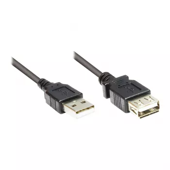 Verlängerung USB 2.0 Stecker A auf Buchse A, schwarz, 15 cm, Good Connections® (2511-OF01S)