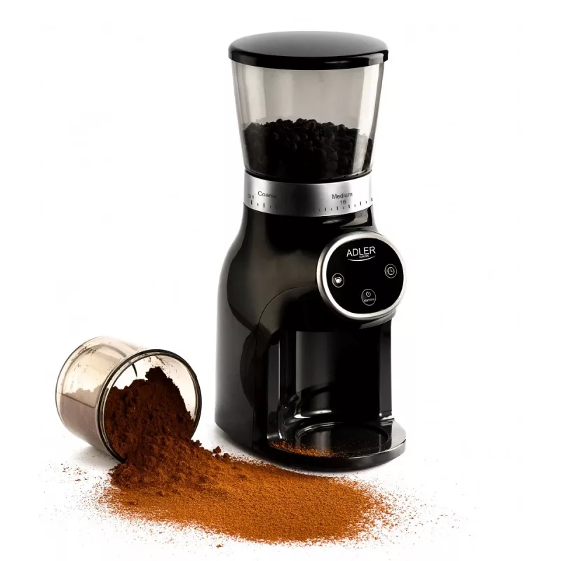 Professionelle Kaffeemühle, Stahlmahlwerk, 31 Mahlgradeinstellungen, Café 90g/m, Adler, AD4450, 300, Schwarz
