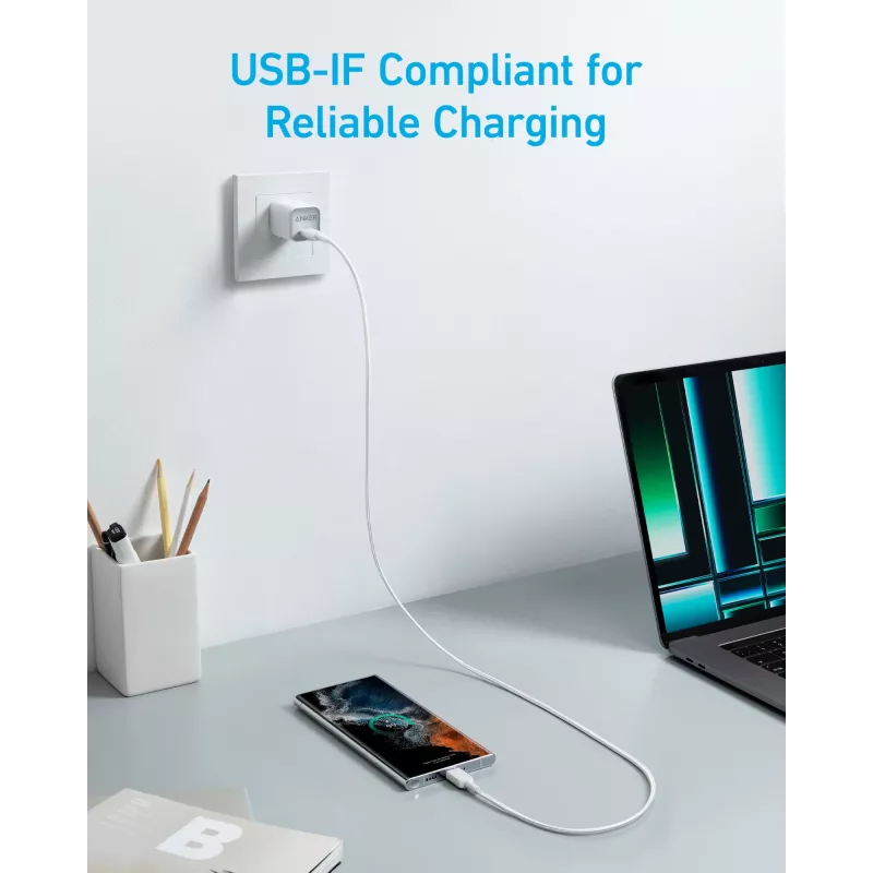 Anker Innovations 322 USB-C auf USB-C Kabel Nylon 0,9M 60W Weiß - Kabel - Digital/Daten (A81F5G21)